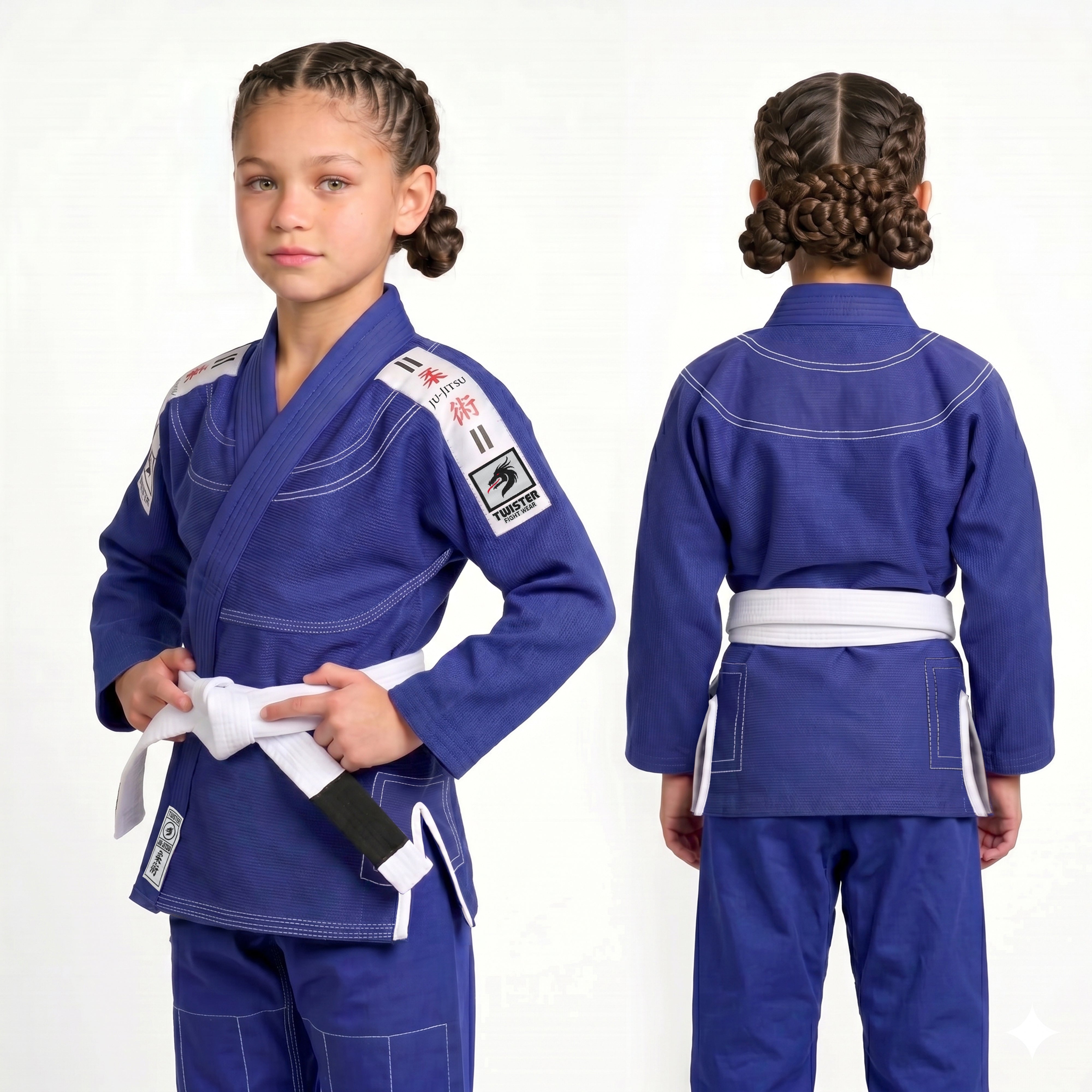 Twister Kids Brazilian Jiu Jitsu Gi | Preshrunk Ultra Light Fabric Youth BJJ Gi | Comes with FREE White Belt BLUE