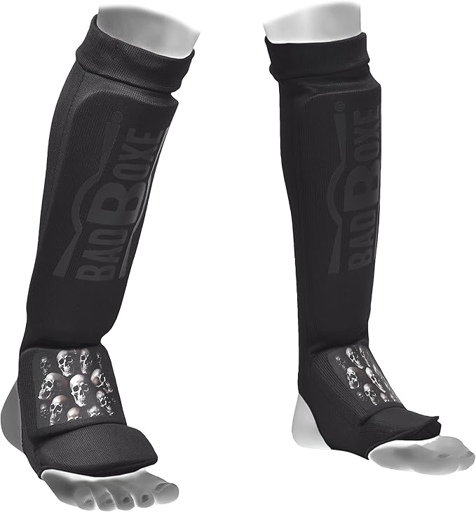 Twister Muay Thai Boxing Kickboxing Karate Taekwondo MMA | Elastic Cotton Cloth Shin & Instep Padded Guards | Shin in Steps Shin Guards Pair