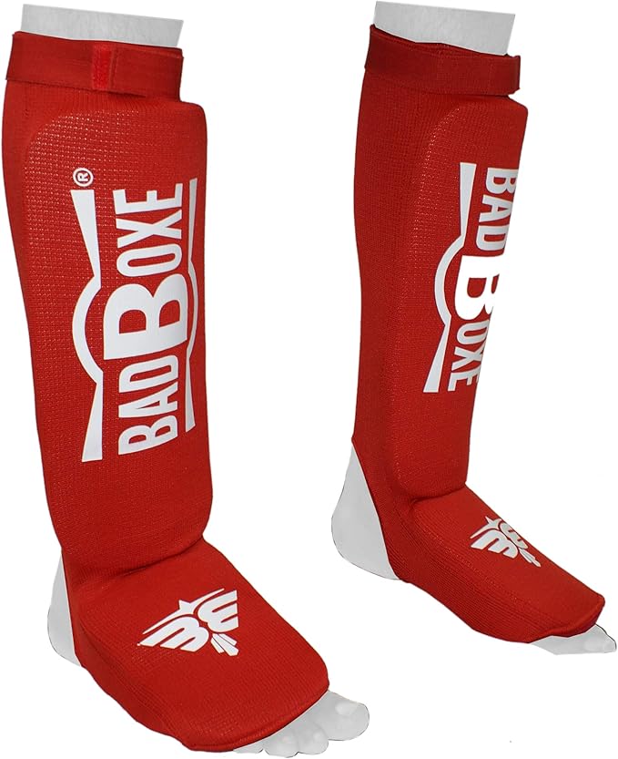 Twister Muay Thai Boxing Kickboxing Karate Taekwondo MMA | Elastic Cotton Cloth Shin & Instep Padded Guards | Shin in Steps Shin Guards Pair