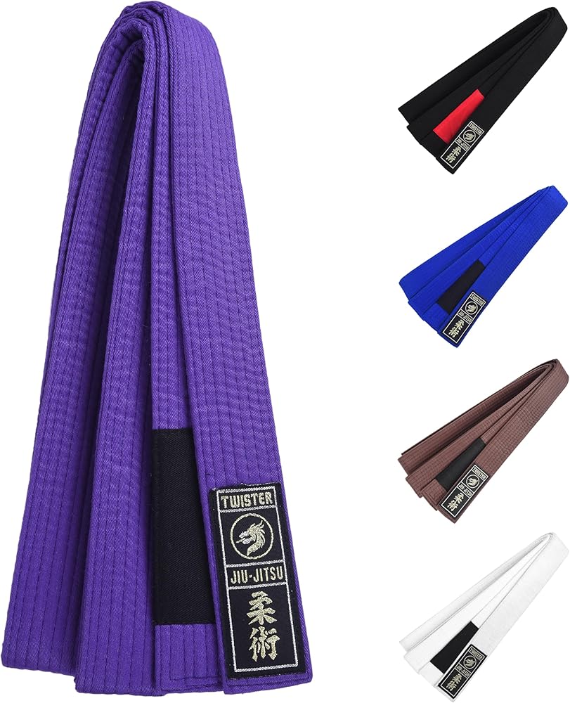 TWISTER Jiu Jitsu BJJ Belt 1.5” Wide for Men Women Adults | Premium Cotton with Woven Patch | 9 Row Stitching |