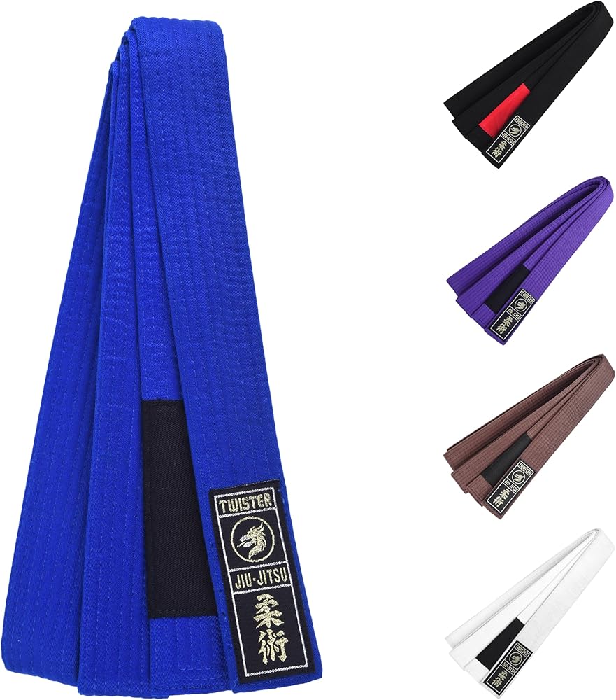 TWISTER Jiu Jitsu BJJ Belt 1.5” Wide for Men Women Adults | Premium Cotton with Woven Patch | 9 Row Stitching |