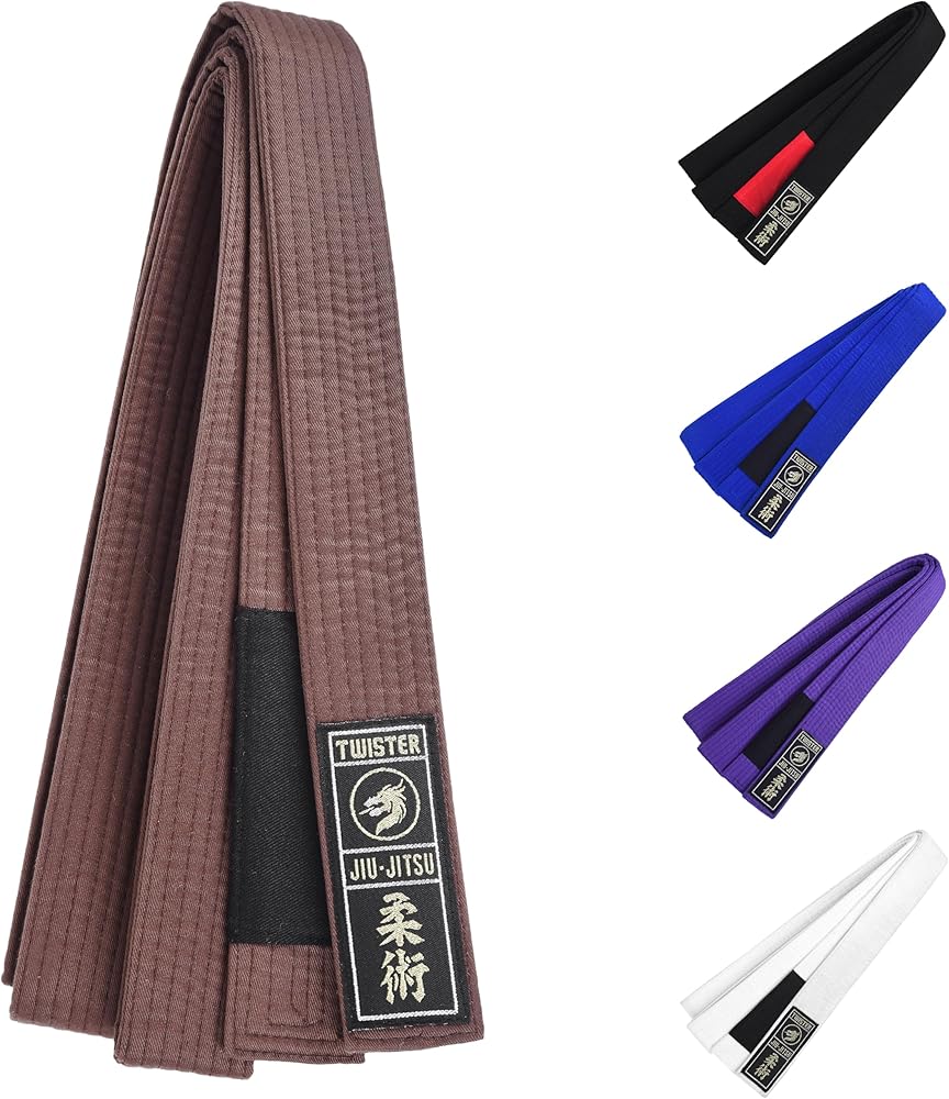 TWISTER Jiu Jitsu BJJ Belt 1.5” Wide for Men Women Adults | Premium Cotton with Woven Patch | 9 Row Stitching |
