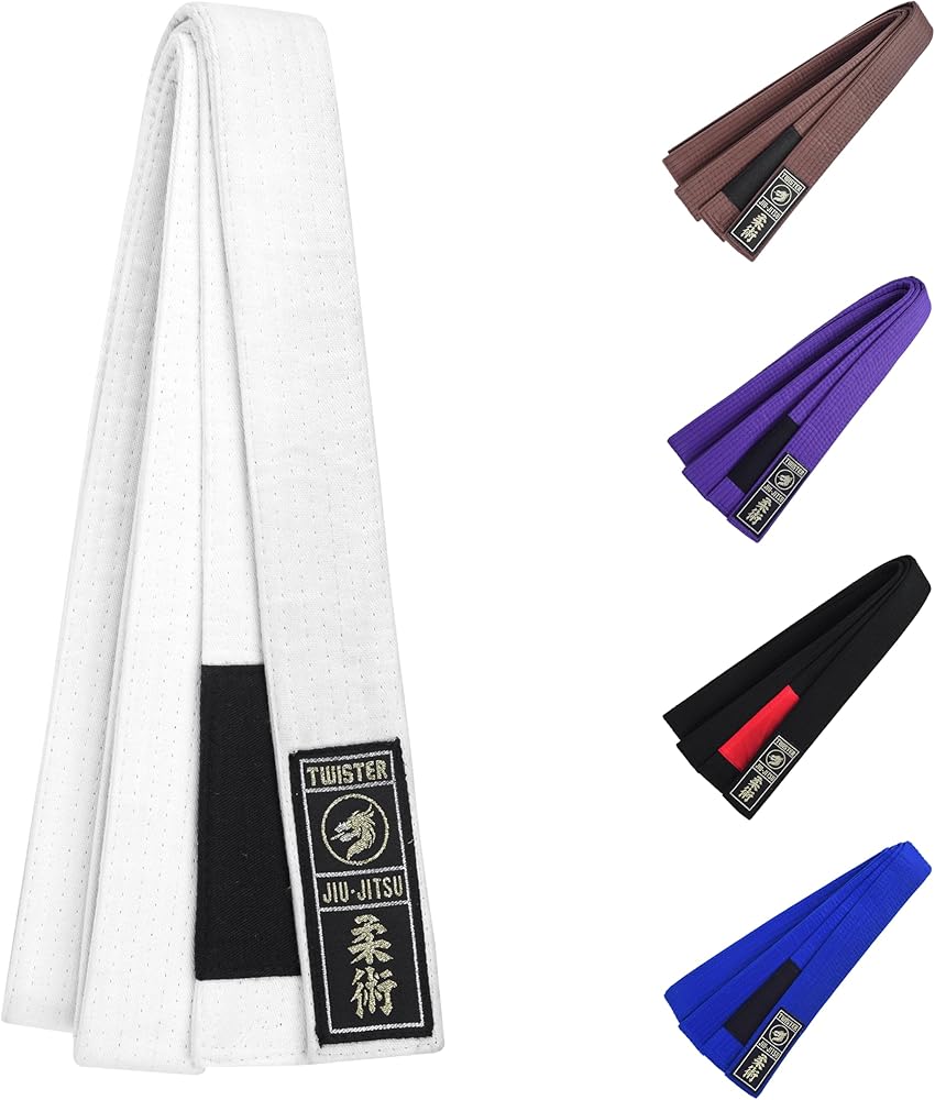 TWISTER Jiu Jitsu BJJ Belt 1.5” Wide for Men Women Adults | Premium Cotton with Woven Patch | 9 Row Stitching |
