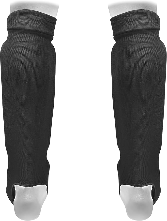 Twister Muay Thai Boxing Kickboxing Karate Taekwondo MMA | Elastic Cotton Cloth Shin & Instep Padded Guards | Shin in Steps Shin Guards Pair